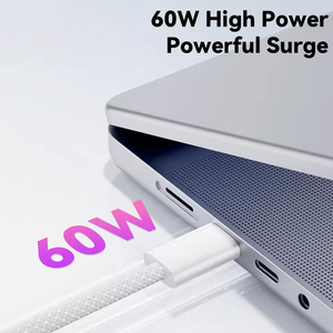 60w max 1m ניילון קלוע טעינה מהירה כבל USB סוג פופולרי c כדי להקליד c למחשב מצלמה עם תיבת לבן - Product Image 5