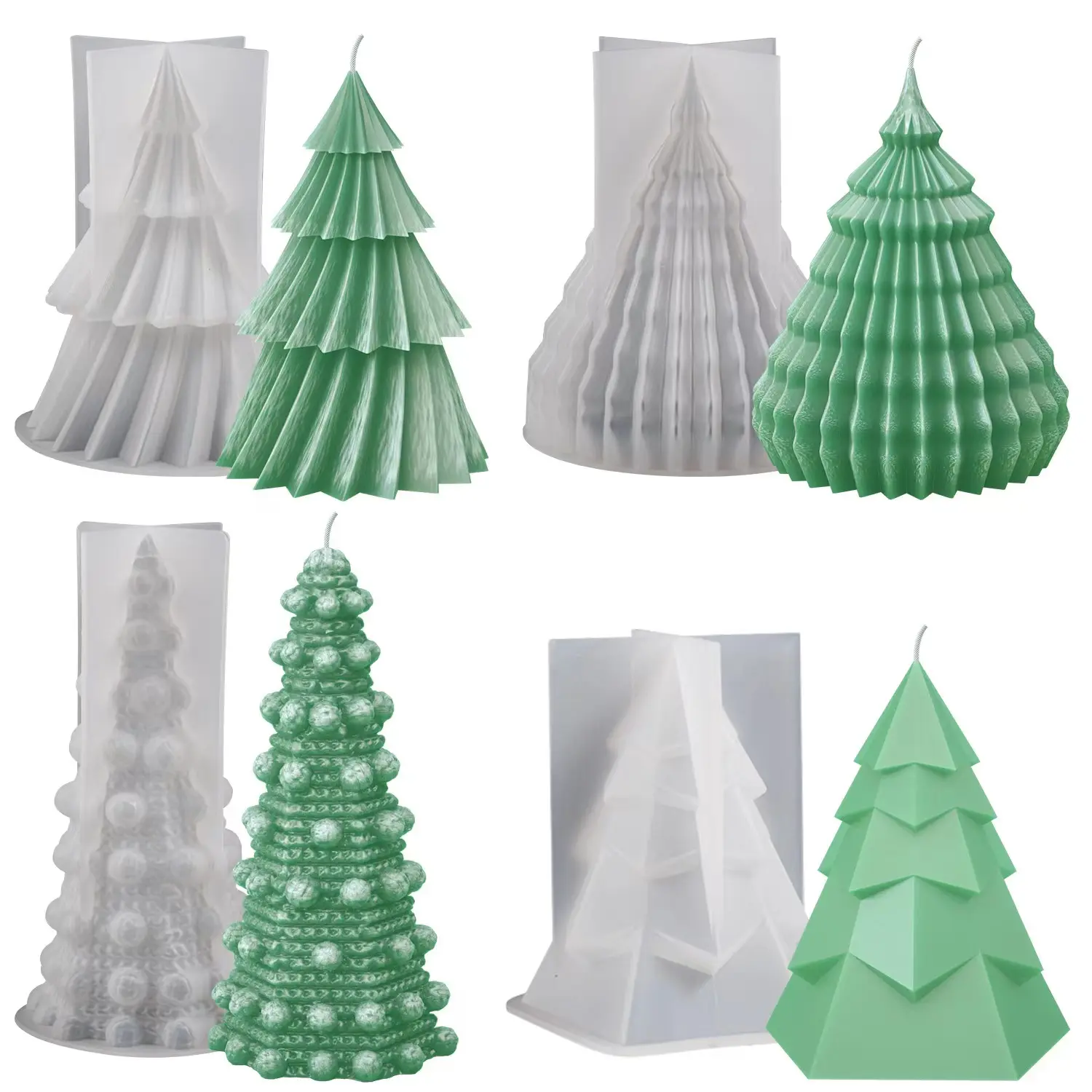 Cetakan lilin pohon Natal silikon, cetakan Resin silikon DIY pohon Natal untuk membuat lilin