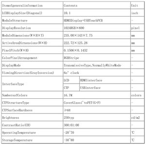 2023 Raspberry Pi-Display 10,1 ''TFT-LCD-Panel 1024*600 Touchscreen mit USB/ HDM-Anschluss - Product Image 6