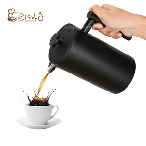 8 bardak <span class=keywords><strong>34oz</strong></span> 1L çift duvar yalıtımlı fransız paslanmaz çelik pres Espresso kahve çay makinesi siyah bardak seti 1L siyah kaplama