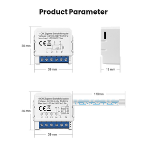 XZJ Mini Smart <strong>Switch</strong> 2CH Double Pole Durable 10A Max. Current ABS &amp; PC Material Smart Life App Compatible - Product Image 2