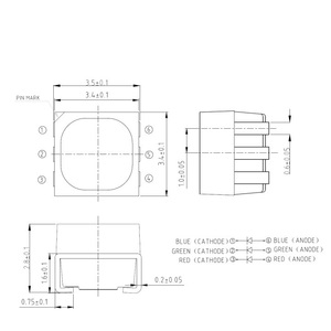 カラーLED SMD LED CLX6E 3535 3V 0.2W RGB 3 in 1ストリップライト用リニアライトピクセルライト - Product Image 2