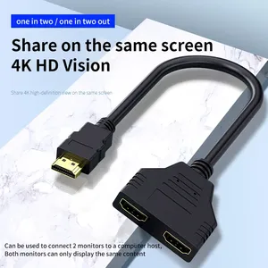 Adaptador de Cable de Salida 1 en 2 Divisor de Cable Compatible con Hdmi 1080P 2 Divisor Y de Puerto Dual para Lcd Tv Box Ps3 Divisor Compatible con Hdmi - Product Image 2