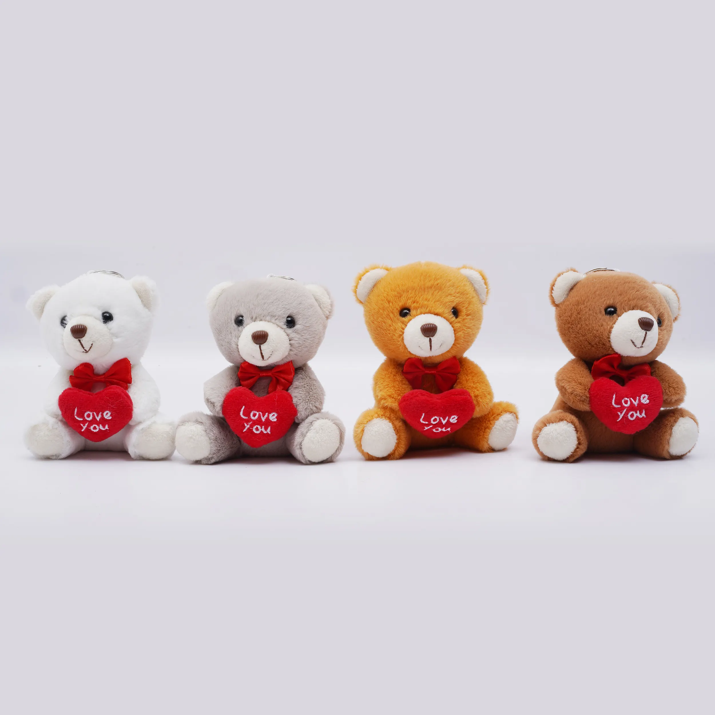 Oso de peluche de corazón de amor de tamaño pequeño barato de fábrica 2 estilos 10 cm llavero de San Valentín oso lindo mini osos de peluche