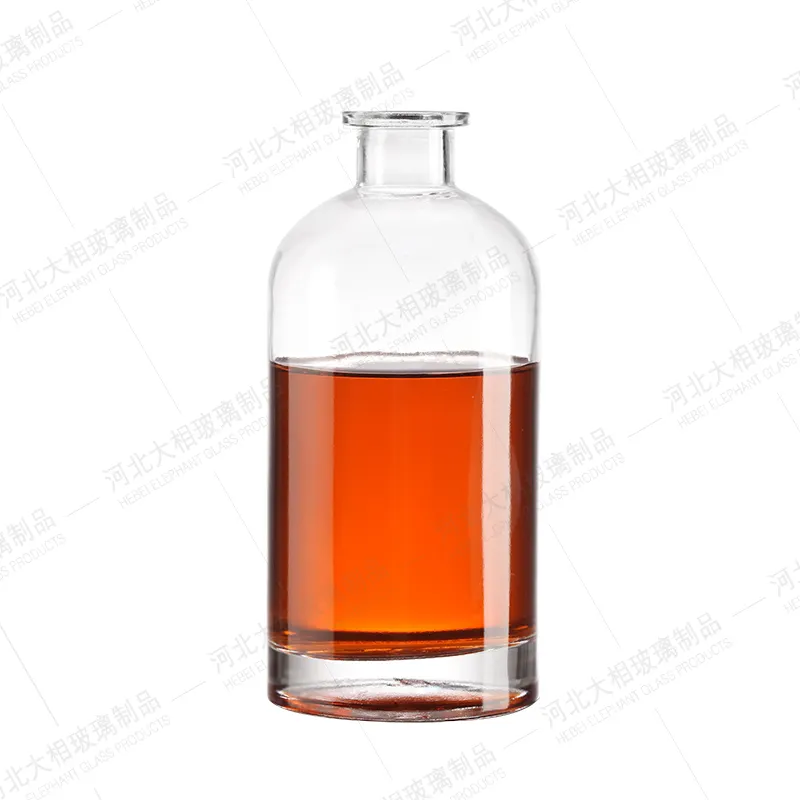 Nueva botella de agua de vidrio súper pedernal de lujo de alta calidad, botella de licor de 500ml, vodka, whisky, brandy, ron, botella de ginebra con tapas