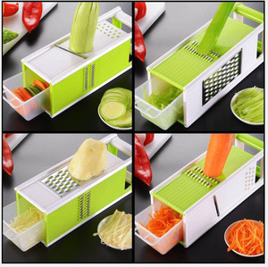 <strong>5</strong> in <strong>1</strong> Plastic Stainless Steel Blade Grinder Square Vegetable Cutter With two Vegetable Storage Containers - Product Image 5