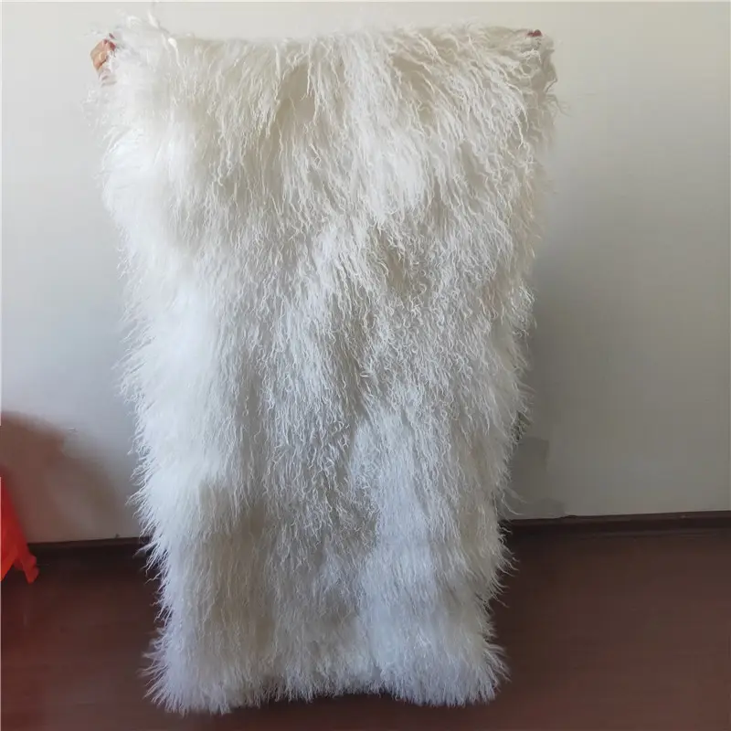 Benutzer definierte 180 cm x 200 cm weiße Farbe Premium Mongolian Fur Throw Blanket Tages decke Shaggy Tibet Schaffell