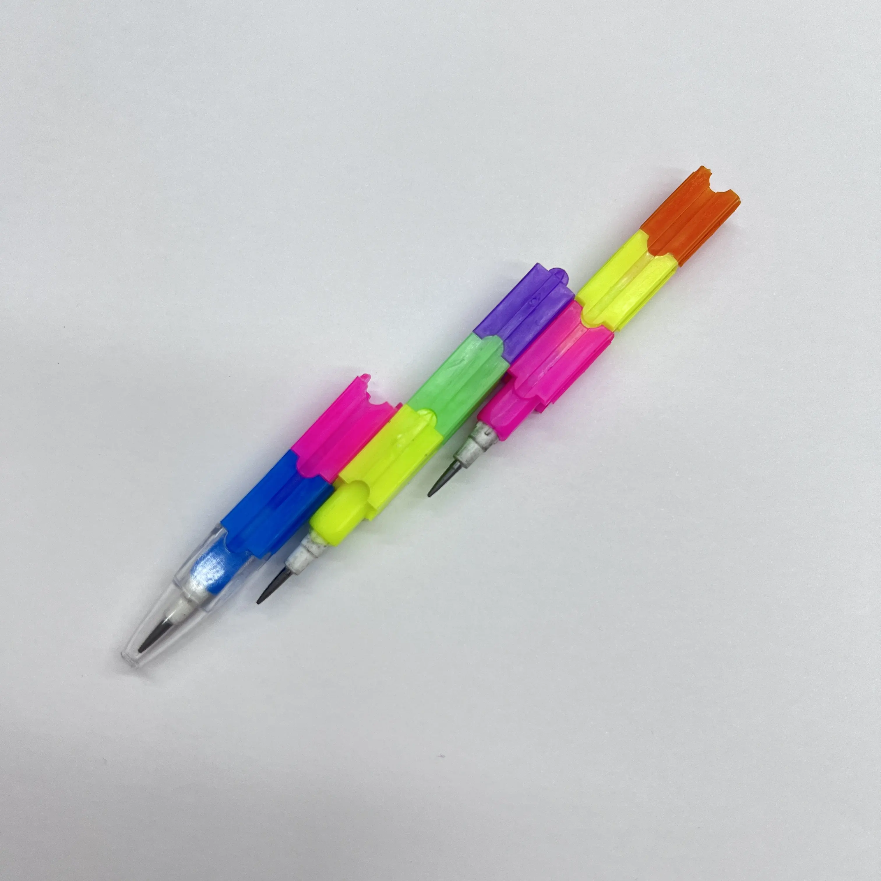 Cancelleria creativa 8 pezzi mattoni matita testa a razzo arcobaleno impilamento matite estensibili