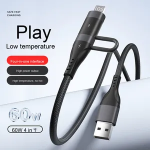 60W 4-in-1編組データケーブル電話ケーブル高速充電モバイルカメラコンピュータ用多機能 - Product Image 5