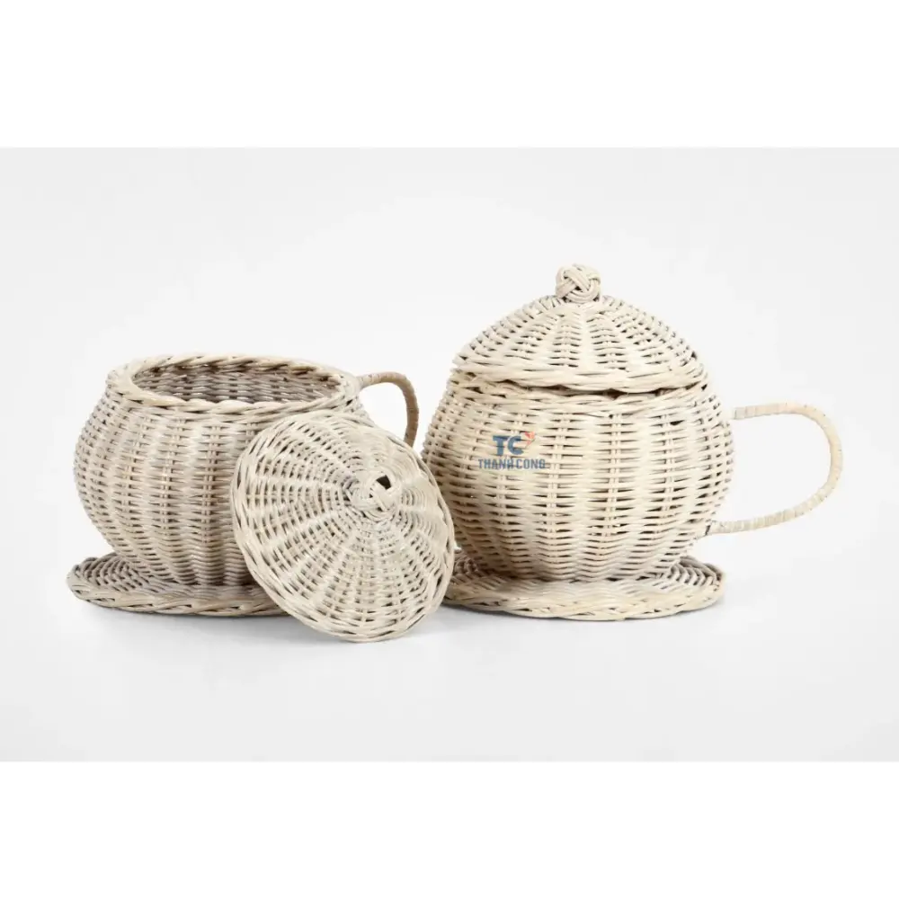 Çocuklar Rattan çay seti rattan çocuk oyuncakları el yapımı Rattan demlik fincan Set bebek oyun bebek mobilya için