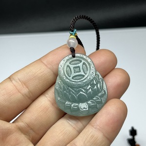32x27mm天然ミャンマージェダイト翡翠仏ペンダントジュエリー - Product Image 3