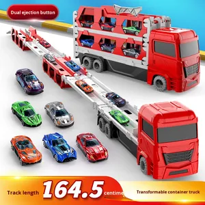 लोकप्रिय 2-इन-1 मल्टीफंक्शनल मिश्र धातु भंडारण ट्रक ट्रॉली कैटापुल्ट डिफोर्डेबल फोल्डिंग रेल कार खिलौना - Product Image 2