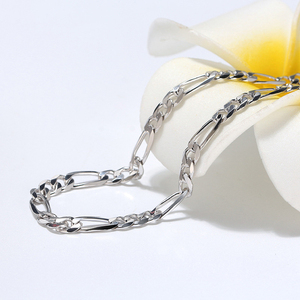 Blues RTS 5mm 925 Sterling Silver Fashion FIGARO <strong>CHAIN</strong> Men's Silver NK <strong>Chain</strong> for Hip Hop Jewelry