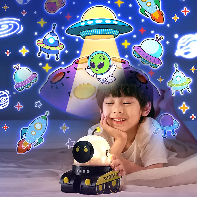 Kids Favorite Gift Cartoon Robot Car Projection Lamp Dreamy Starry Universe Animal Holiday Projector Night Light with BT Speaker