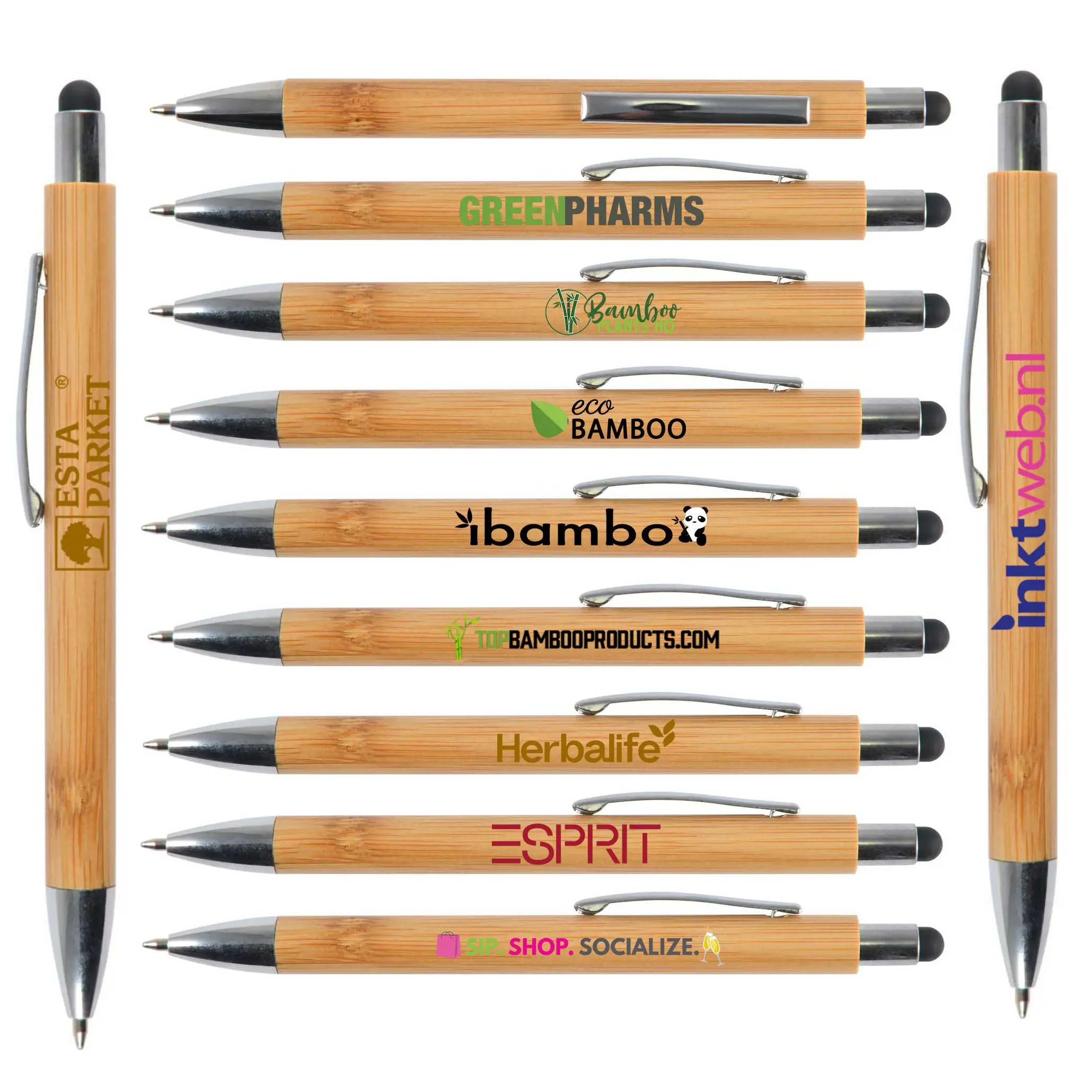 Benutzer definierte gravierte Logo Öko grün recyceln Bambus Holz Kugelschreiber mit Stift