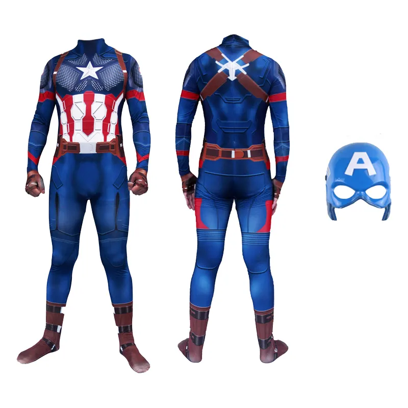 Hotsale Captain of America Cosplay Costume boys Super Hero Role Play Jumpsuits for kids America tv movie costume