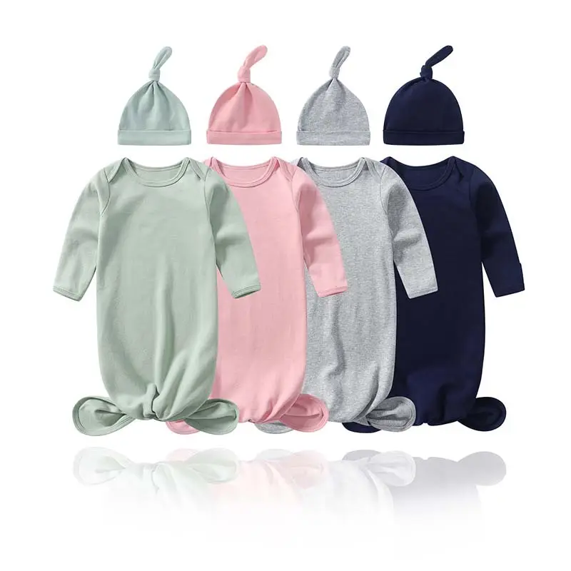 2024 gadget personnalisé manches longues coton nouveau-né costume de sommeil bébé sacs de couchage avec chapeau RPSC-003