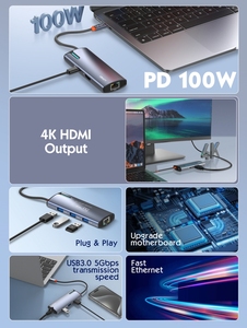 LDNIO DS-15H 5合1 usb-c多端口适配器Thunderbolt 3扩展坞集线器以太网端口Usb 3.0 c型适配器 - Product Image 3