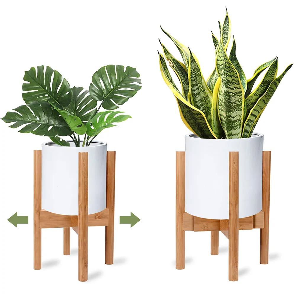 Verstelbare Plant Stand Bamboe Bloem Ingemaakte Houder Rack Voor Indoor Outdoor