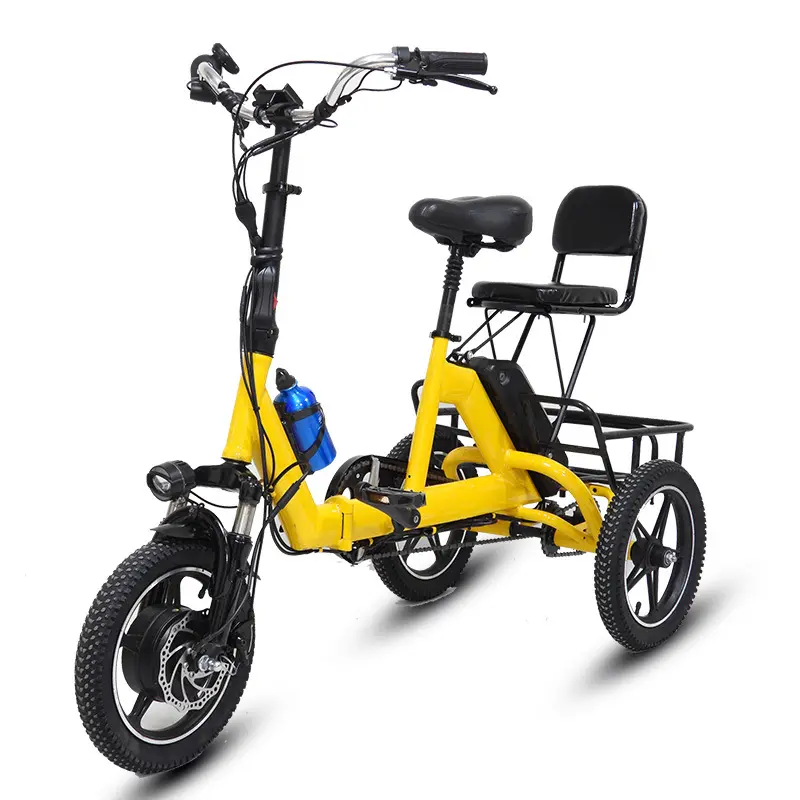 14 дюймов 36 В 350 Вт Педальный литиевый аккумулятор небольшой складной Электрический трехколесный велосипед для взрослых Педальный трехколесный велосипед оптом