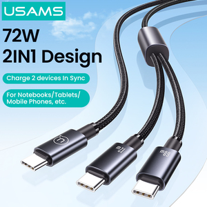สายชาร์จเร็ว2 in 1กำลังสูง SJ740 USAMS 60W พร้อมพอร์ตคู่สำหรับการชาร์จและสายเคเบิลข้อมูล Type-C ไปยัง Type-C - Product Image 2