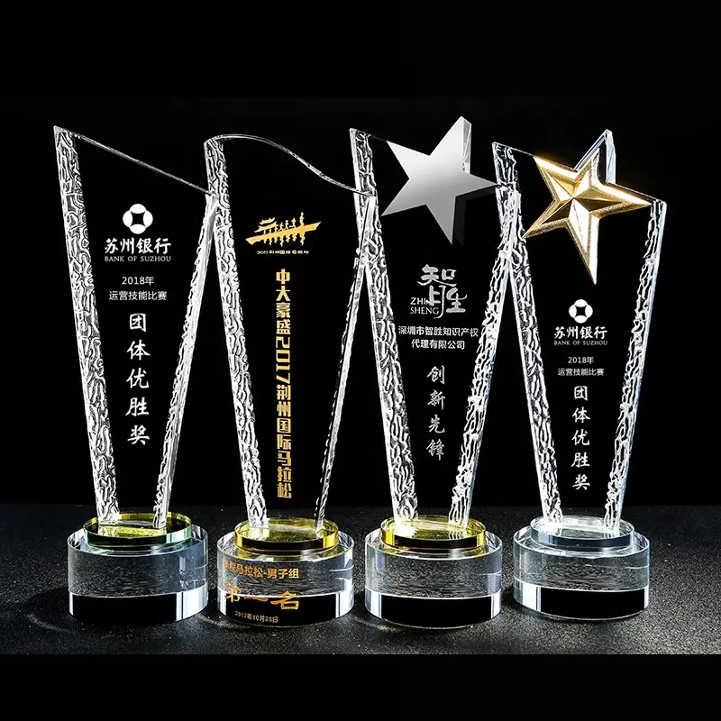 Zhongshan Nieuwe Ontwerp 3D Blank Top Star Diamond Vorm Golf Exclusieve Award Honor Crystal Cup Trofee