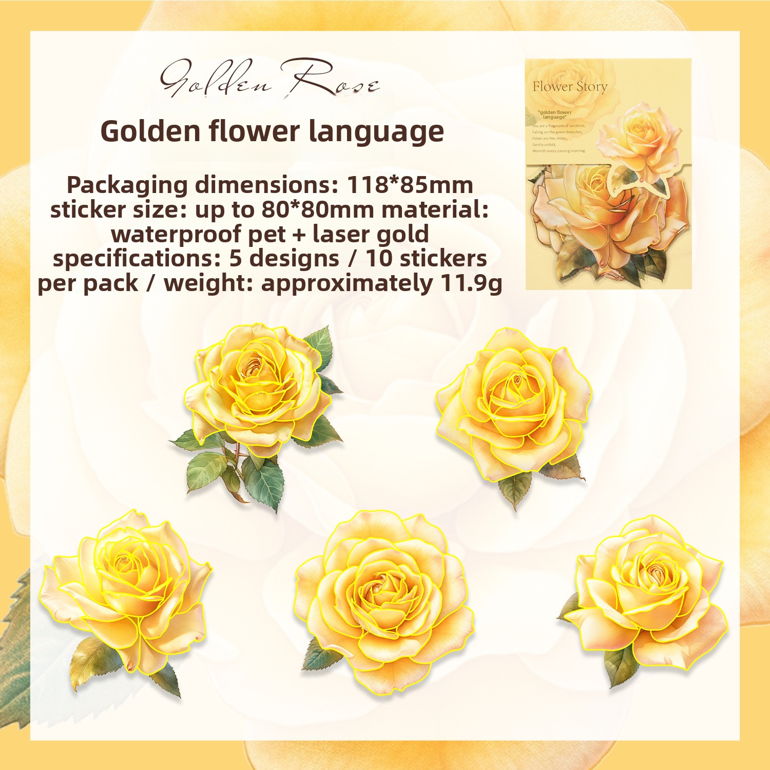 E Golden Floral Language-white