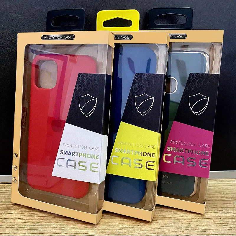 도매 새로운 디자인 휴대 전화 케이스 클리어 뷰 PVC 중립 크래프트 종이 포장 소매 포장 상자