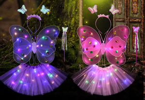 22.10 Luminous Butterfly <strong>Wings</strong> Little Girl Back Ornaments Children Flash Toy Wonderful Fairy Magic Wand <strong>Flower</strong> Fairy 4 Pcs Set - Product Image 5