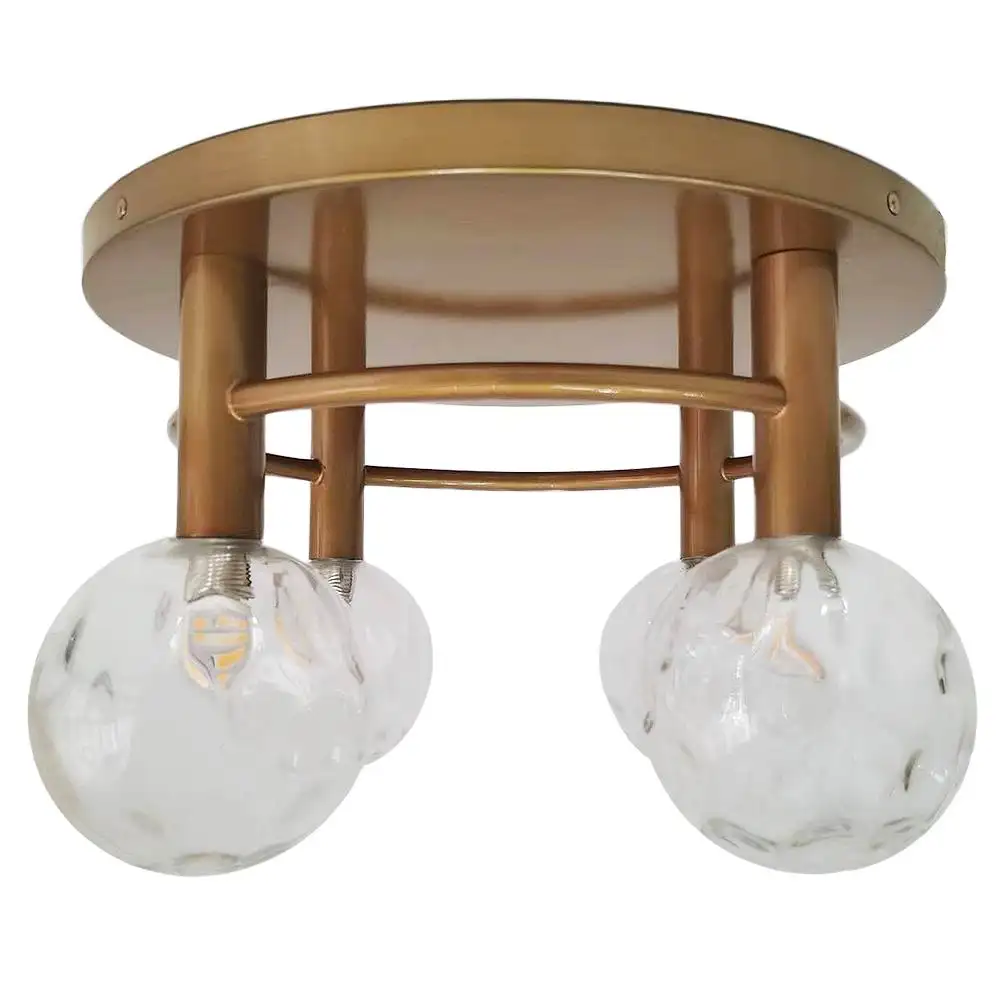 Lampada da soffitto in oro con paralume in vetro ondulato all'ingrosso contemporaneo all'ingrosso