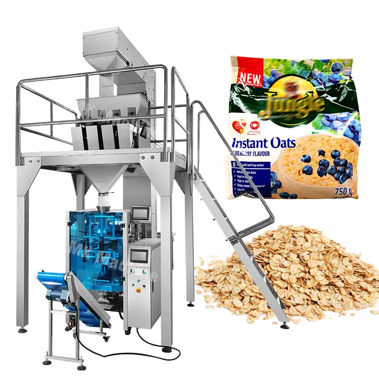 High accuracy oat flakes meal packaging machine automatic vffs granule gusset pouch bag weighing packing machine