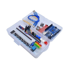 Kit de inicio para Arduino Uno R3 Breadboard Kit básico de aprendizaje simple, sonido/nivel de agua/humedad/detección de distancia, control LED