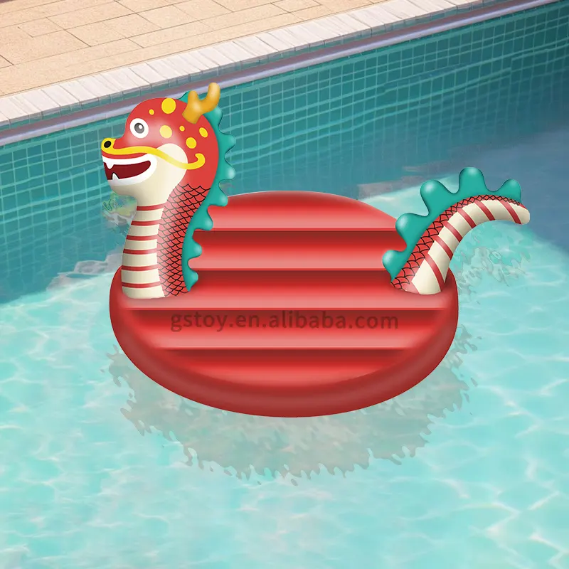 Gioioso drago rosso cartone animato gonfiabile galleggiante materasso galleggiante acqua tappetino gonfiabile giostra piscina galleggiante