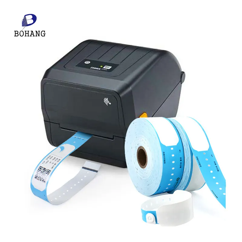 Bohang Printing Thermal Wristband Roll Hospital Patient id Bracelet Descartável printable Medical ID pulseiras com Código De Barras