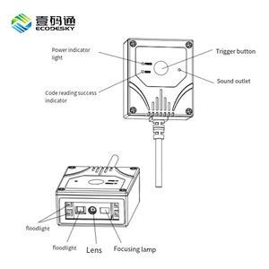 Arduino Barcode Scanner Fabrik ECodeSky EMT6431C RS232 Feste Barcode Scanner QR Code Scanner für Kiosk - Product Image 4