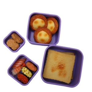 多機能シリコーンスタッキングボックスふた付き250ml食品容器電子レンジ対応フレキシブル子供用バックスクール - Product Image 1