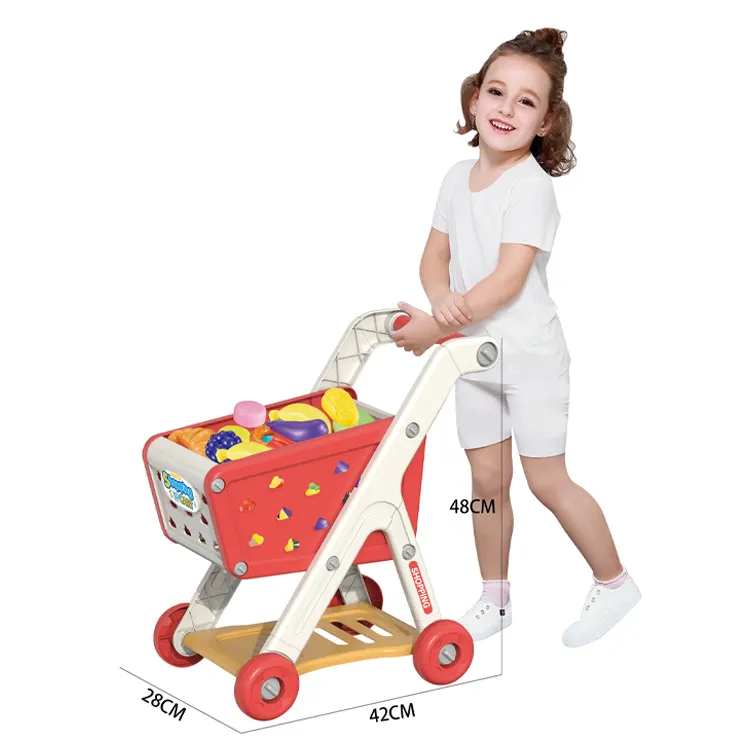 سيارة لعبة للأطفال حديثة الوصول من سوبر ماركت للتسوق مجموعة ألعاب الفاكهة سيارة لعبة للتظاهر بأنها للبيع