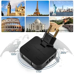 Convertidor de enchufe europeo 4 en 1, enchufe giratorio de 180 ° para carga de teléfono, 2 USB y 2 CA, adaptador de viaje de salida inalámbrica de pared Universal - Product Image 6