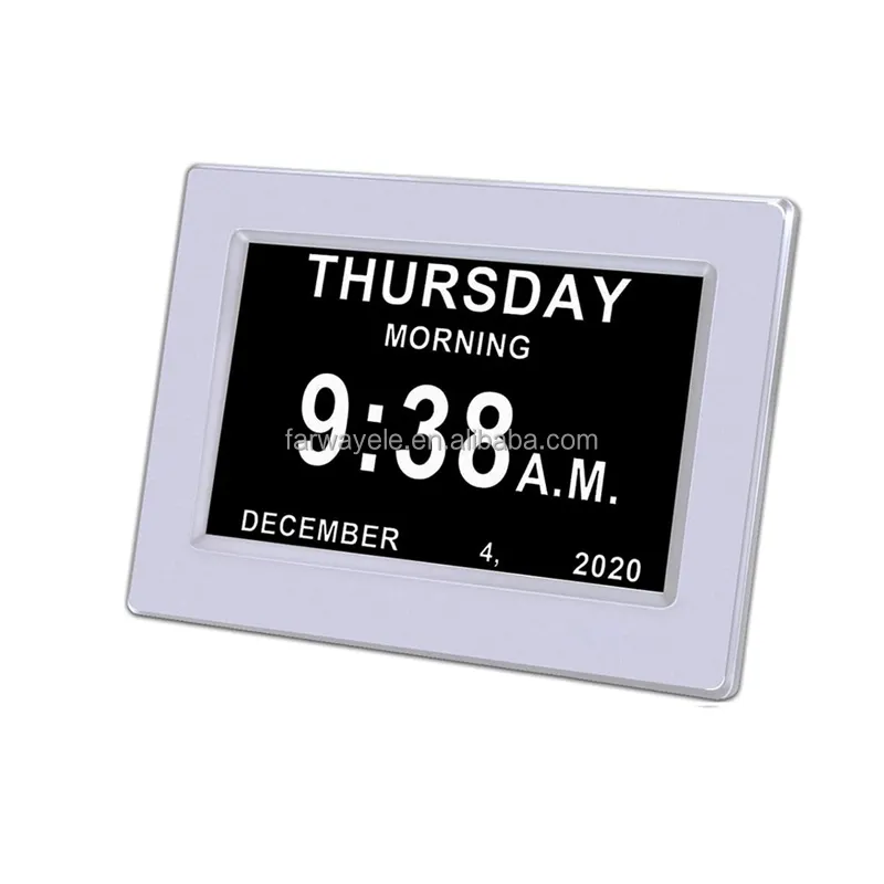 記憶喪失高齢者のための自動薄暗いバッテリーバックアップ特大文字7インチ認知症デジタルカレンダー日時計