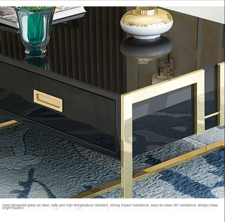 Post-modern light luxury tempered glass tea table TV cabinet combination small family TV cabinet combination