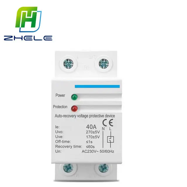 높은 품질 2P40A 이상 및 전압 보호 230v 가전 전압 조정기 전압 보호기