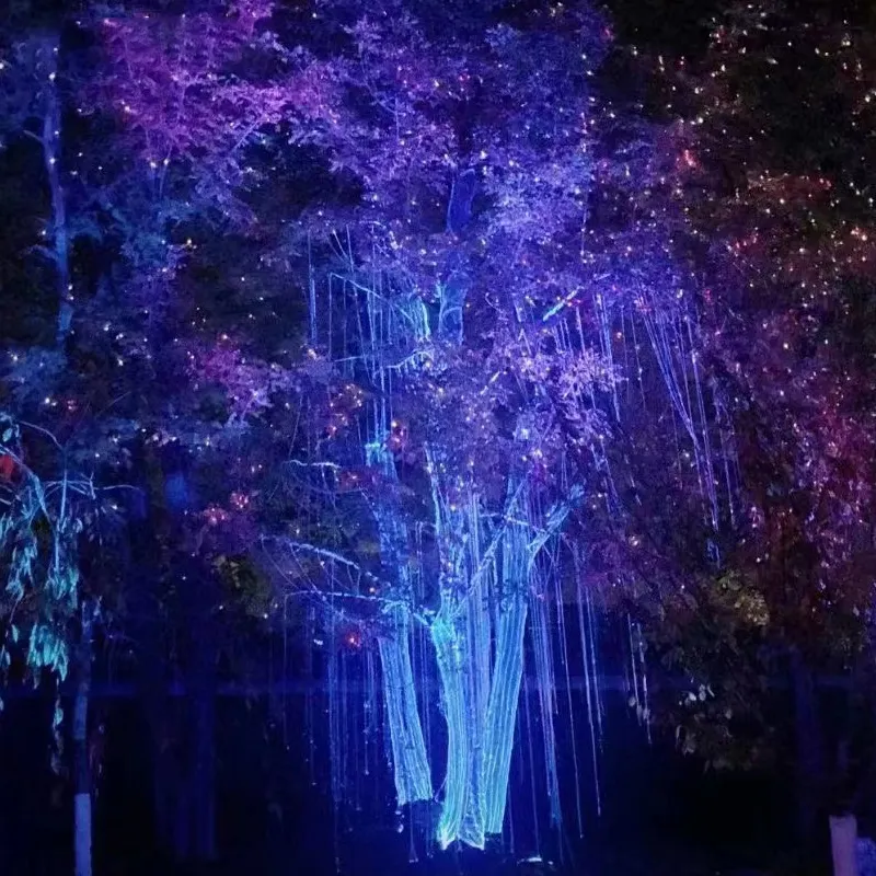 Lampada da esterno a rete in fibra ottica a LED impermeabile per esterni albero della vita illuminazione paesaggistica decorazioni natalizie RGB luce da giardino a colori