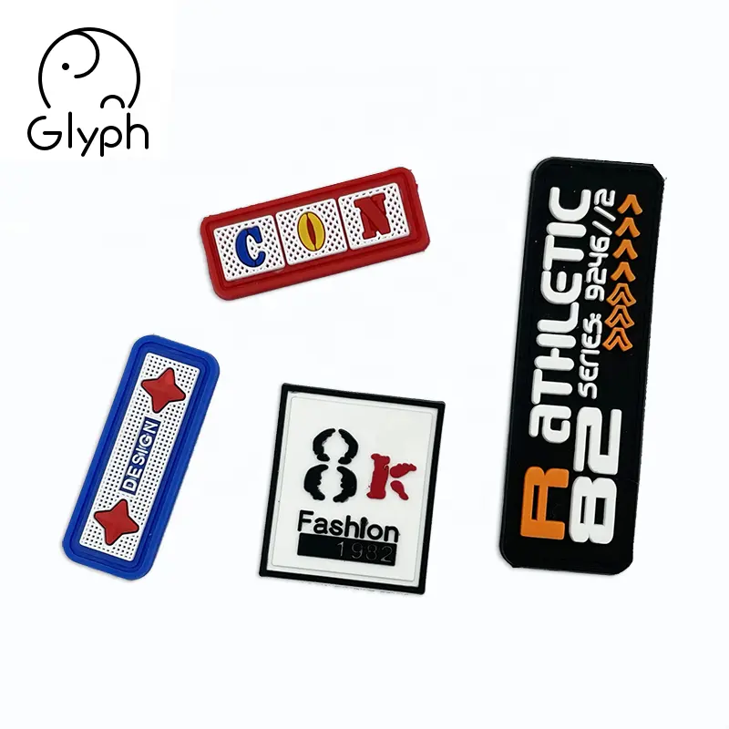 Hot sell custom clothing rubber Logo label  silicone label embossed Soft PVC Rubber tags for clothing