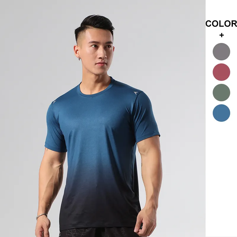 Rapid Dry Four Way Stretch T-Shirt Sports Top Exercise Gradient Regular Fit Jogger Man Tech Shirts