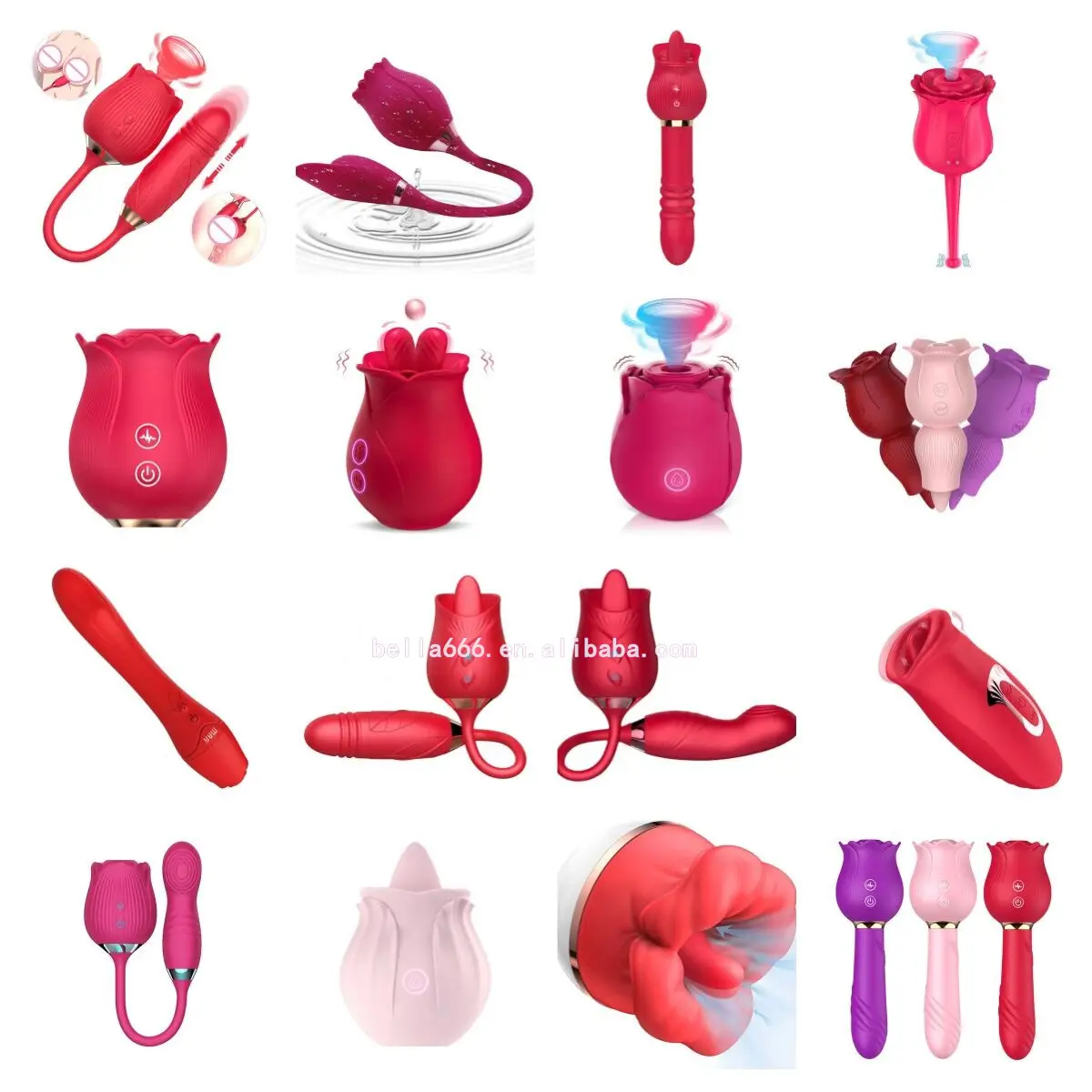 Diskon besar mainan seks dewasa g spot vibrator mawar merah untuk wanita vibrator mengisap klitoris