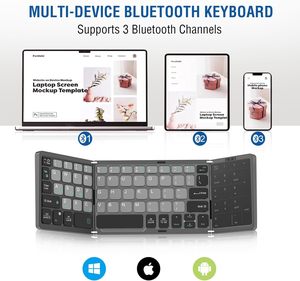 Ultra-Thin Portable Wireless Foldable <strong>Keyboard</strong> Touch Pad <strong>Number</strong> Pad Rechargeable <strong>USB</strong> Bluetooth Mechanically Compatible Android - Product Image 2