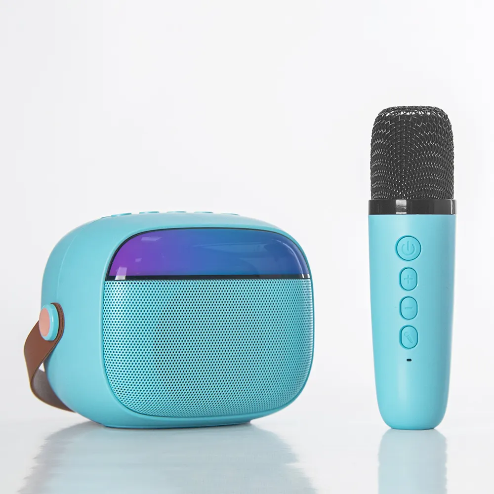 FANSBE Portable Kids Sing Changeur de voix RVB 2 Microphone Bluetooth Petit mini haut-parleur de karaoké