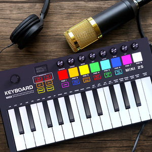 Konixカラーライトミニピアノスタジオミディキーボードコントローラー25キーミディキーボードピアノコントローラー - Product Image 2