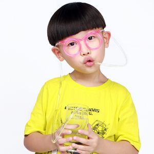 有趣的安全宠物眼镜吸管节日派对儿童吸管婴儿喝很多水眼镜吸管