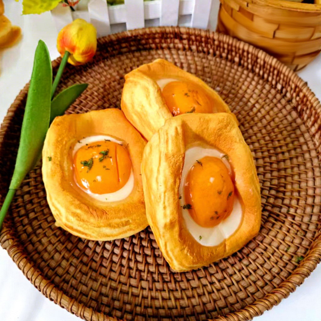 Huevo frito con masa crujiente